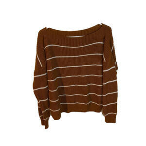 BROWN and white striped loose sweater.